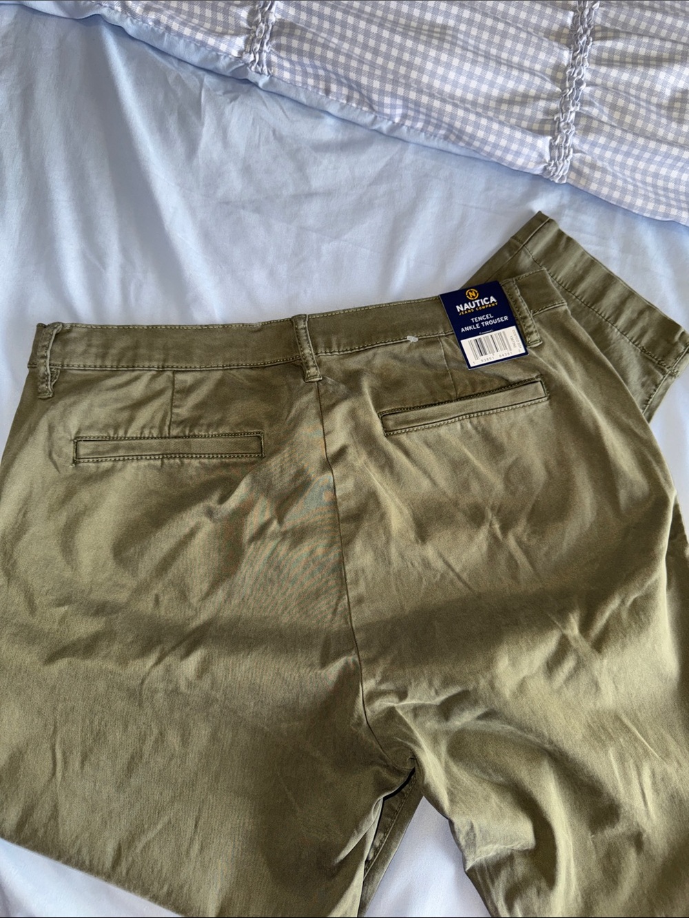 Nautica Olive Green Cropped Straight Leg Trousers